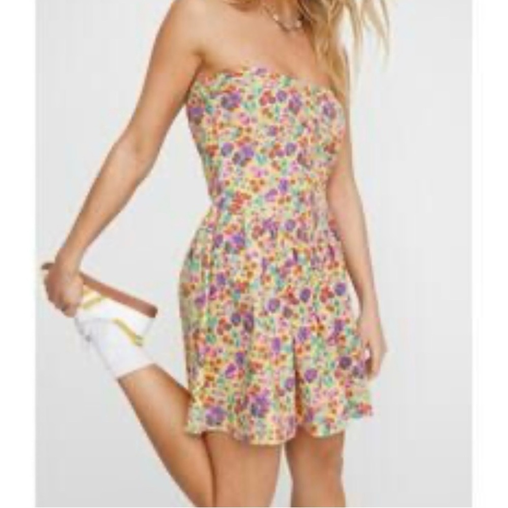 Nasty Gal Strapless Floral Dress - Multicolor
